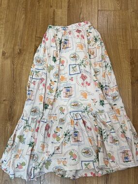 Abercrombie & Fitch linen-blend maxi skirt colorful Italian fruit pattern